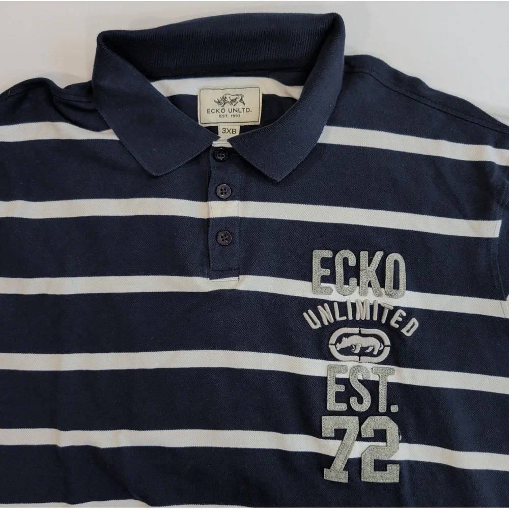 Lot of 3 Ecko Unltd Polo Shirts Mens 3XL Y2K Streetwear Graphic Golf Polos